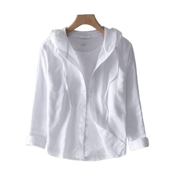 Мужская рубашка с защитой от солнца, однобортный кардиган с капюшоном и принтом, длинные рукава, полосатая свободная рубашка с завязками, анти-УФ, повседневная рубашка больших размеров