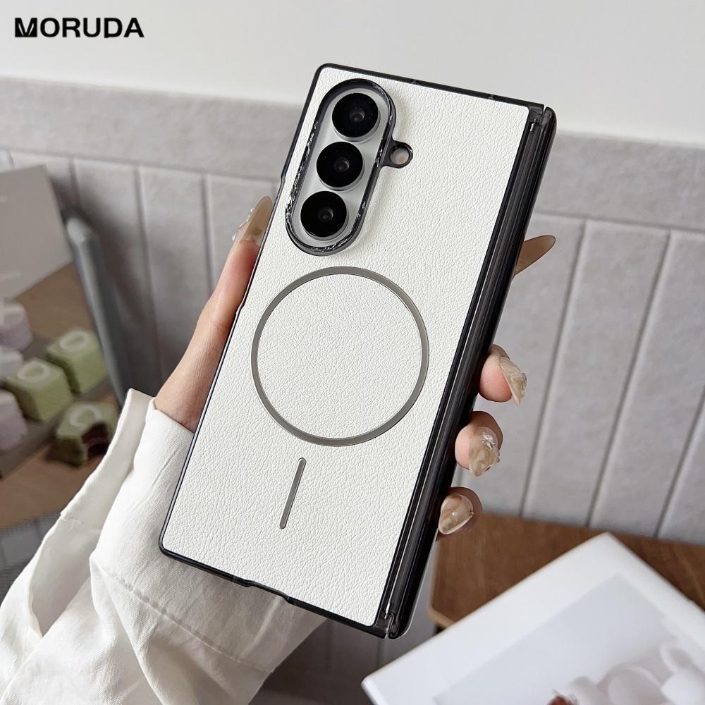 for Magsafe Magnetic Leather Case for Samsung Galaxy Z Fold 7 6 5 4 ZFold fold7 Wireless Charging Shockproof Business Back Cover
