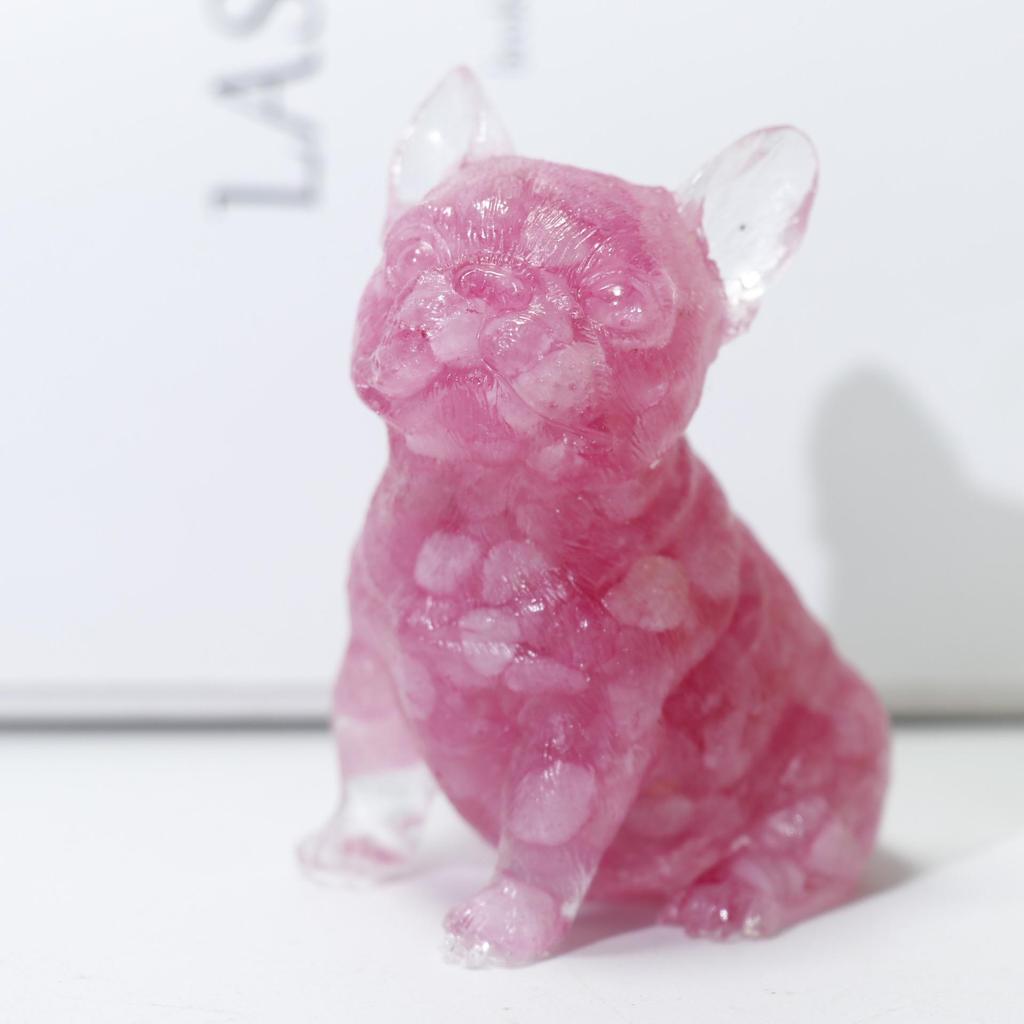 Charming Wangcai French Bulldog Figurine: Crystal Chip Stone Resin Craft