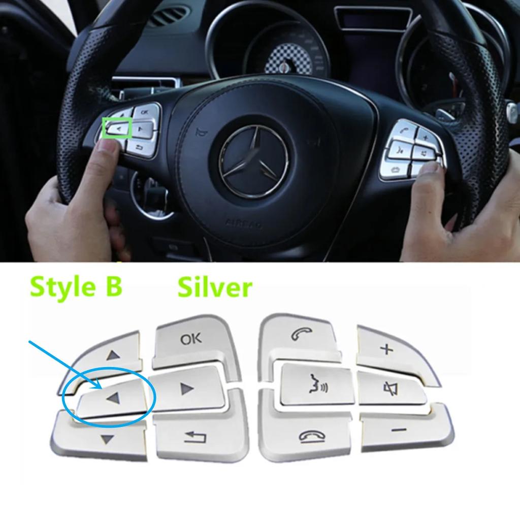 Декоративная наклейка на кнопки рулевого колеса автомобиля, подходит для Mercedes Benz AC Class W205 GLC X253 CLA GLA, аксессуары для салона автомобиля