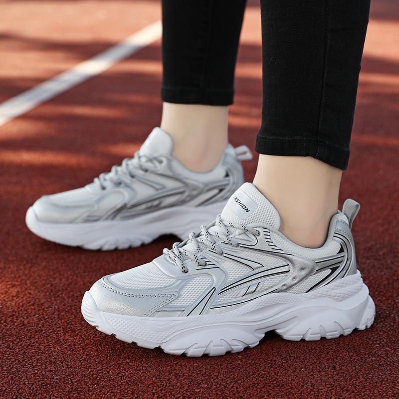 Всесезонные женские спортивные туфли, Дышащие женские спортивные туфли, Женские спортивные туфли на толстой подошве, увеличивающие рост