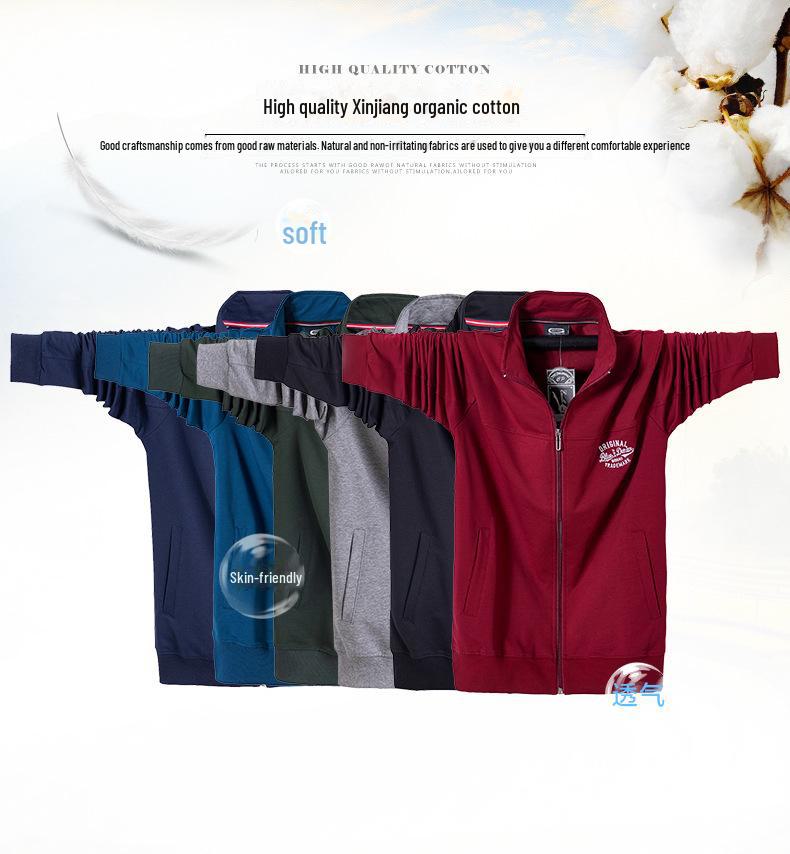 Men's Plus Size Zipper Sweatshirt Coat - 2024 Autumn/Winter Collection, Loose Thin Fit, Model 5083