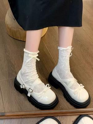 2025 весна и лето новые японские туфли в стиле ретро взрыв на платформе маленькие кожаные туфли нишевый толстый каблук увеличенный одинарные туфли Мэри Джейн