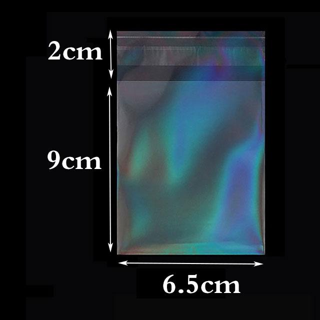 50pcs Transparent Holographic Laser Self Adhesive Bag Aurora Color Pouches for DIY Jewelry Badge Gift Package Storage Bags