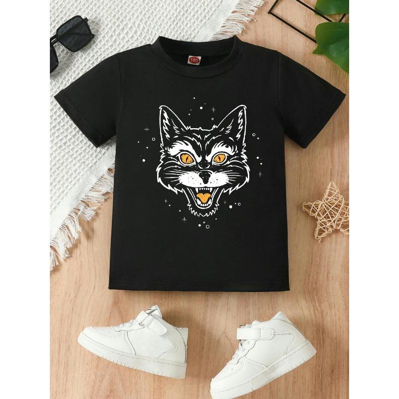 Европейские размеры Модная винтажная футболка с дизайном кота, свободная, с коротким рукавом, для девочек, шикарная и уютная, идеально подходит для весенних и летних нарядов