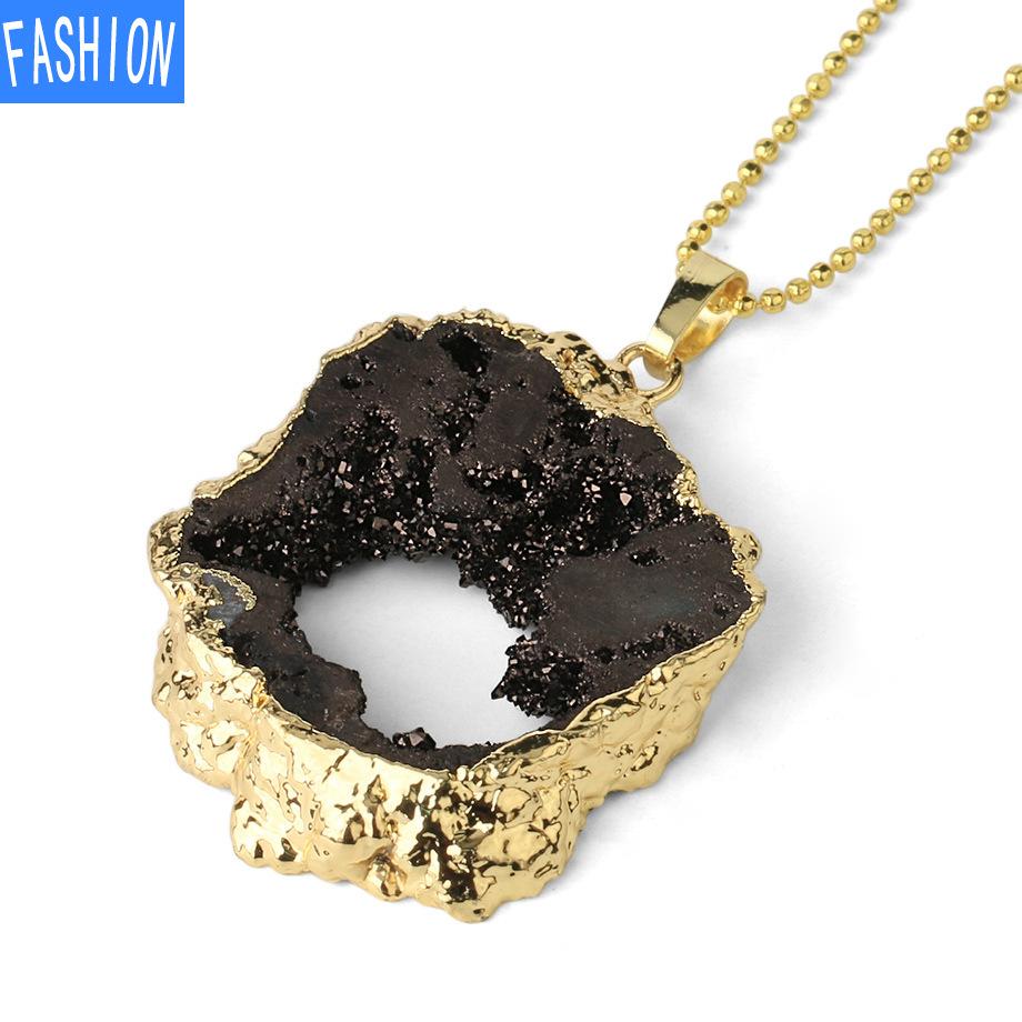 Ожерелье из натурального камня с хрусталем и бутоном, женское ажурное индивидуальное ожерелье с кристаллами и геометрическим кулоном