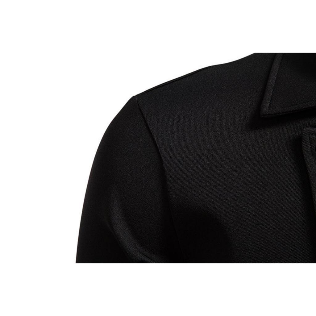 Men's Casual Solid-color Long-sleeved Shirt, Men's Slanted Button Slim Lapel Shirt