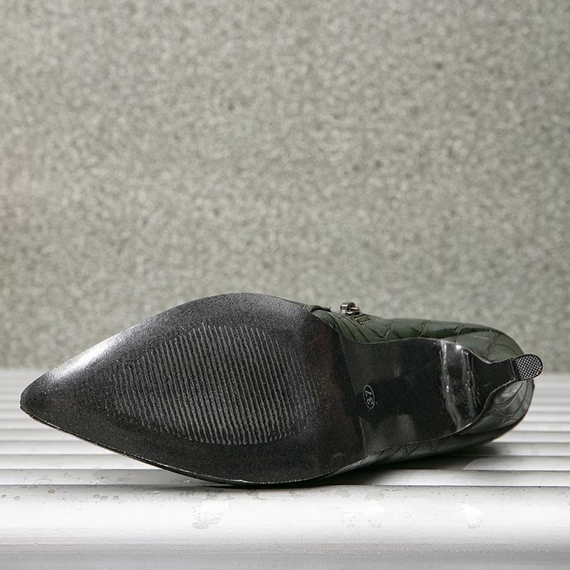 Модные женские ботильоны из кожи со змеиным зерном и острым носком 2024 года, зимние туфли на шпильках и молнии для выпускного вечера на высоком каблуке Botas Mujer