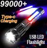 High Power LED Flashlight Fast Type C Rechargeable Light Outdoor Lighting Powerful Handheld Torch for Camping Emergency Spotlights