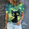 Cute Cat Print High Quality Short Sleeve Street Fashion Loose Round Neck T-shirt Summer New Casual Comfortable Women's T-shirt