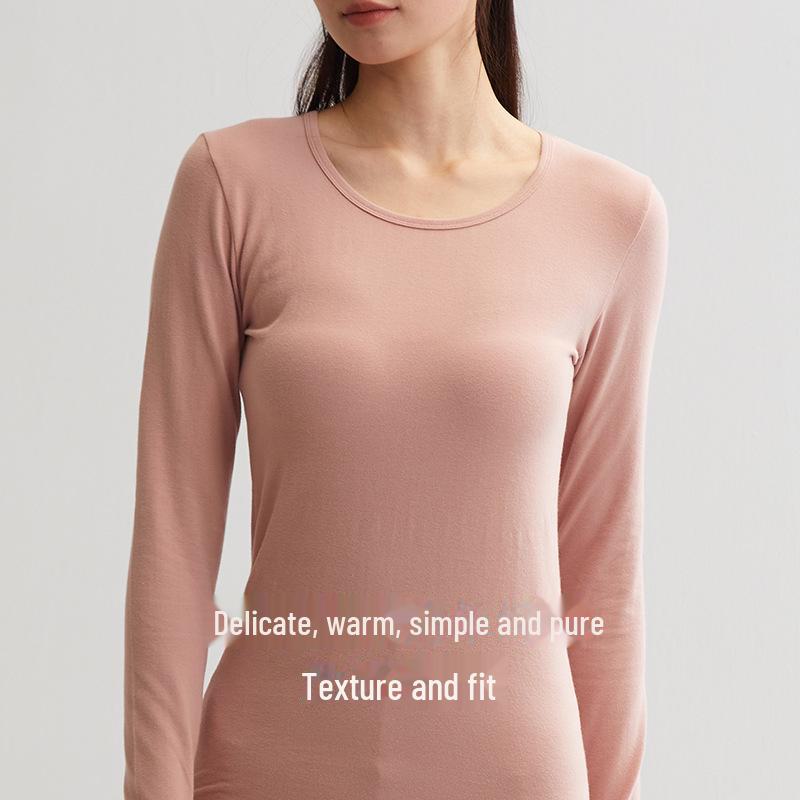 Женский комплект термобелья из хлопка с круглым вырезом, осень/зима, большой размер