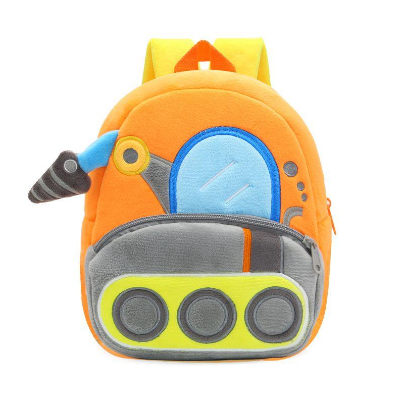 Adorable Kids Plush Backpack With Cartoon Excavator Design For Toddlers And Kindergarten