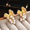 Elegant Vintage Butterfly Pearl Tassel Earrings, Sparkling Zircon Studs