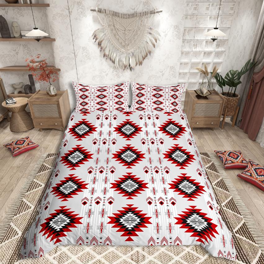 Homewish Tribal Aztec Duvet Cover Set,Bohemian Theme Bedding Set for Teens,exotic Style Decor