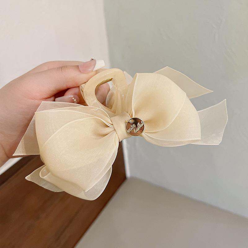 Большая двухсторонняя заколка-коготь с бантом, элегантная заколка для волос ручной работы в виде акулы, аксессуары для волос