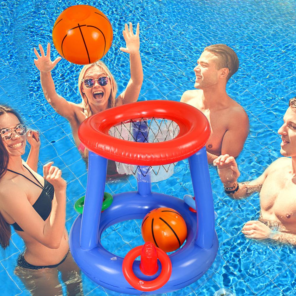 Inflatable Pool Basketball Set,Floating Swimming Ring & Beach Ball Games Summer Party Fun Favors Water Battle for Kids & Adults