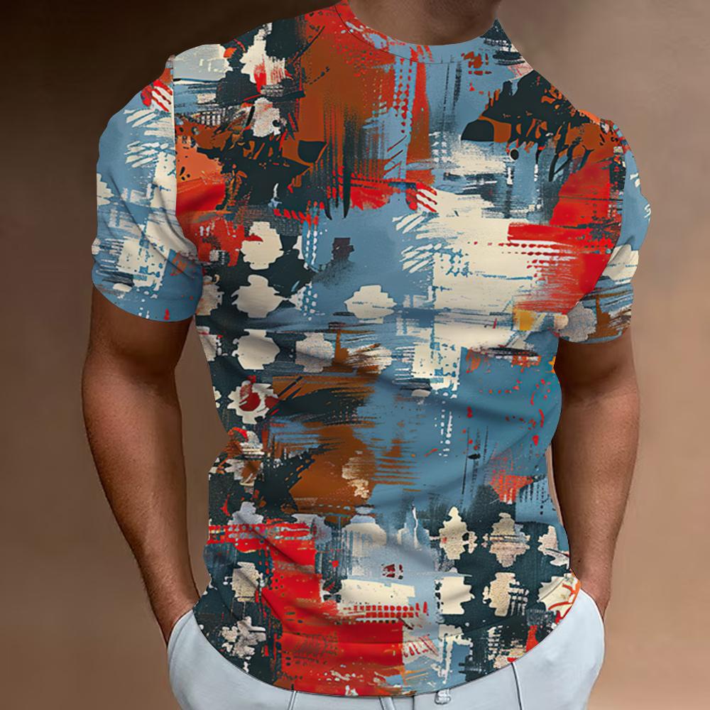 Цветная мужская футболка с круглым вырезом и принтом граффити, летняя повседневная мужская футболка для улицы, мужские топы с короткими рукавами, футболки