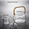 1000ML Tea Water Separation Glass Teapot with Bamboo Handle, Heat Resistant Borosilicate Glass Tea Kettle with Tea Strainer, Clear Glass Teapot