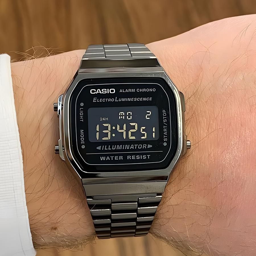 Casio Полимерный корпус Ремешок из нержавеющей стали Мужские кварцевые часы A168WGG-1B