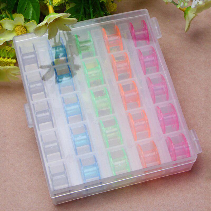 25 Pcs/Box Colorful Sewing Thread Spools Plastic Case Empty Bobbin Sewing Machine Diy Sewing Tools