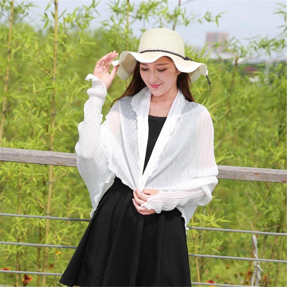 Women Chiffon Sun Block Protective Sun Protection Sleeves Arm Sleeves Shawl Scarf Driving Sleeves