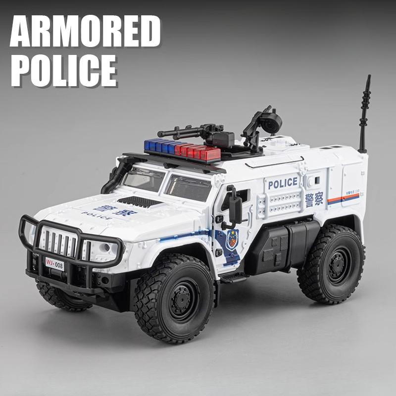1:Масштаб 1:32 Модель-игрушка Бронированный полицейский автомобиль SWAT Металлическая литая машинка с механизмом обратного хода Амортизация Тяжелый грузовик Игрушки Звук Свет Подарок для детей