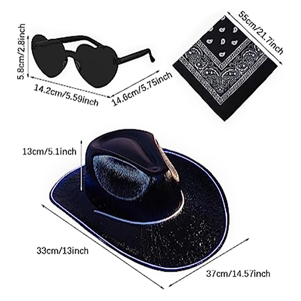 Красочные ковбойская шляпа и солнцезащитные очки в стиле вестерн бандана для женщин стильные аксессуары для вечеринок и фестивалей