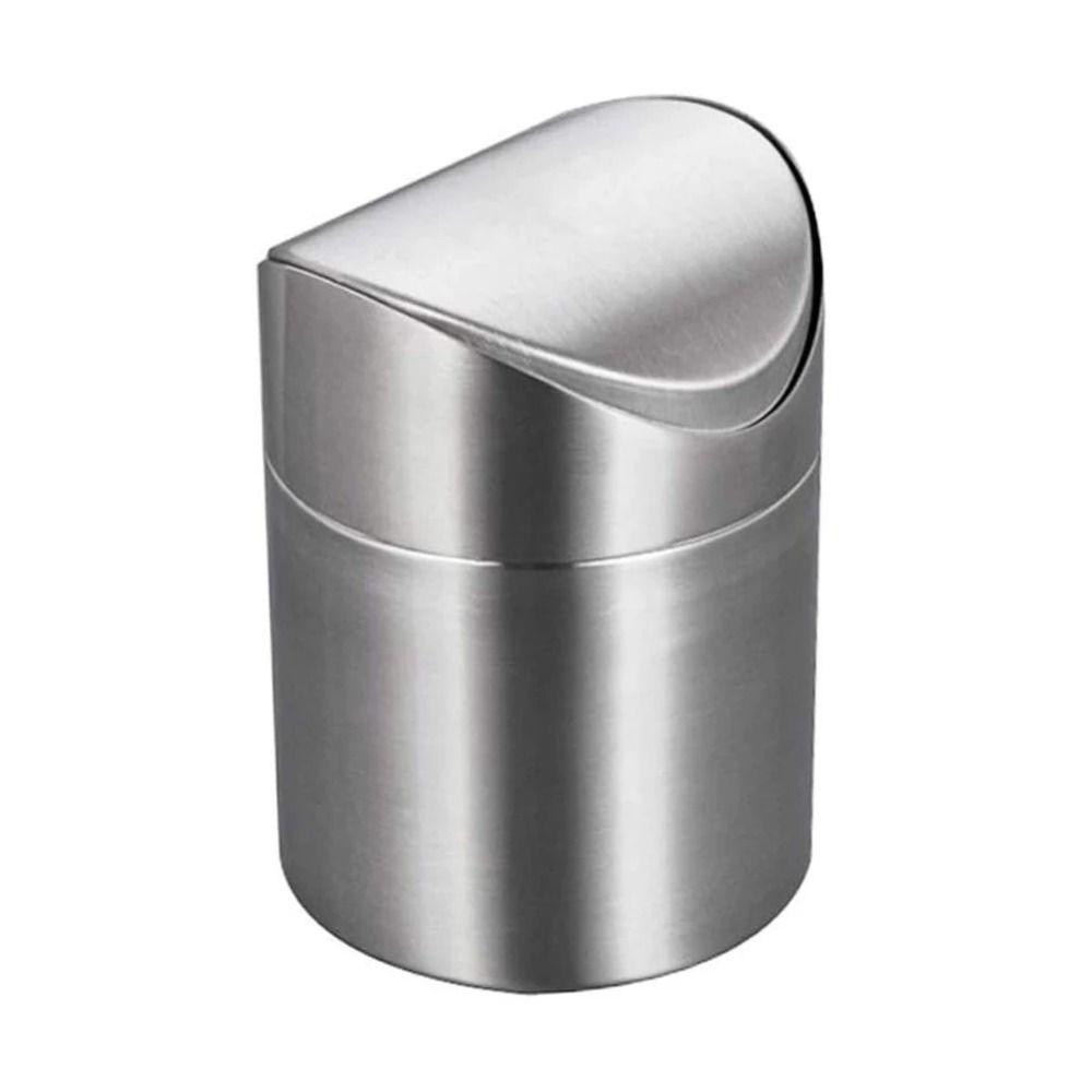 Нержавеющая сталь Мини-откидной мусорный контейнер Пылезащитный настольный мусорный контейнер для украшения дома