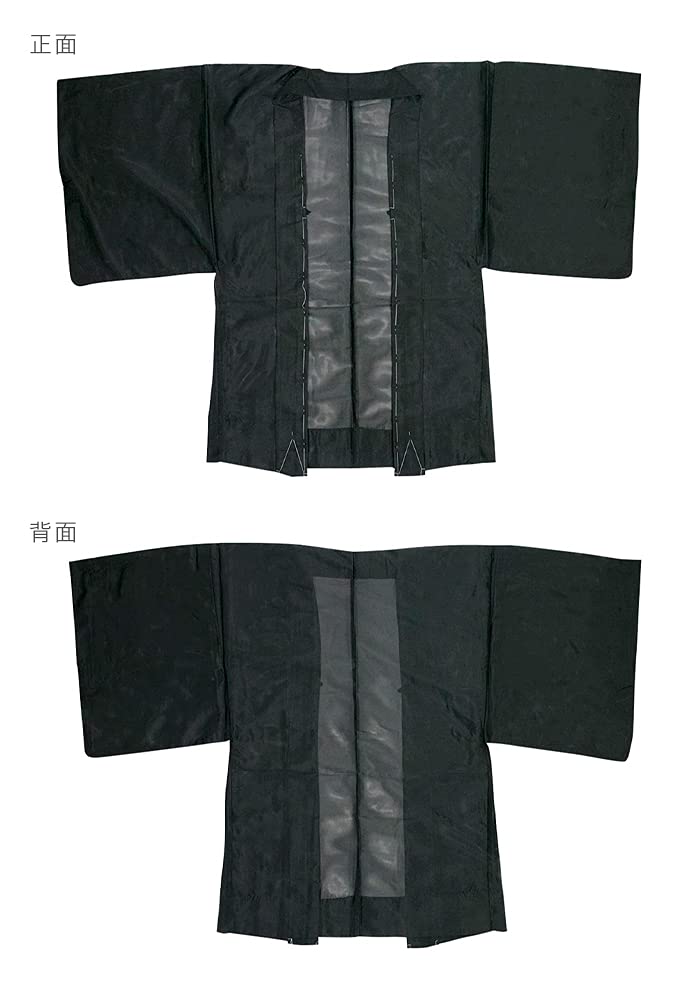 Летний цельный кусок комаро одинарный струйный [KYOETSU] хаори, моющийся, однотонный, одежда, ткань, вещь, мужской (3л, черный)
