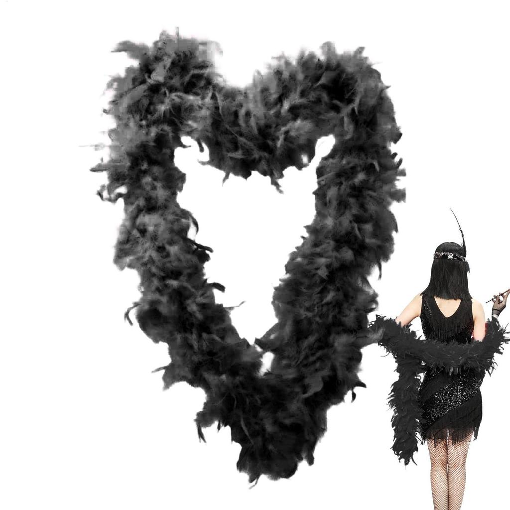 Black Boa 2Meter Long Plumes Shawl For Wedding Party Dress Sewing Clothing Decoration Scarf Dress Stage Christmas Decoration