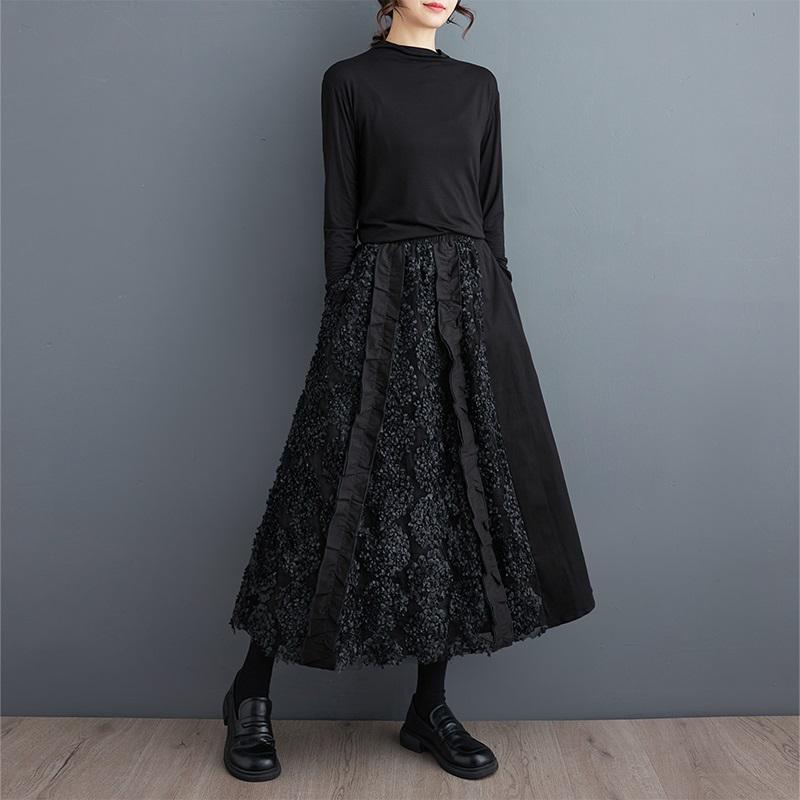 Хлопок плюс размер Высокая талия винтаж весна осень повседневная свободная длинная для женщин юбки женская юбка