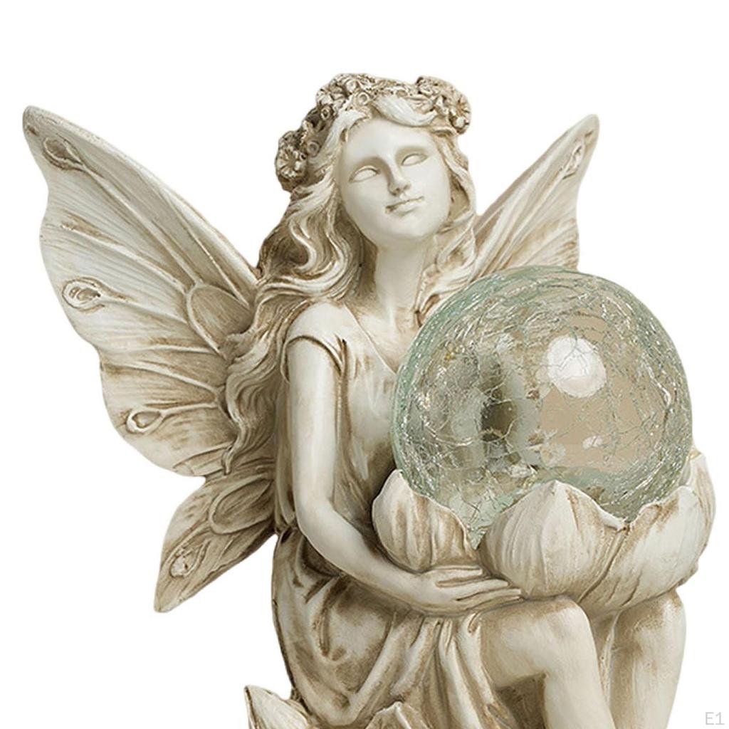 Fairy Girl Sculpture Solar Lamp for Garden Pathway Lighting