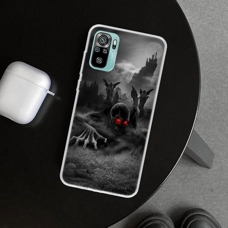 Чехол-накладка с рисунком Череп Жнеца Скелет Пистолет для Xiaomi Redmi Note 15 14 13 12 11 Pro Plus 14S 12S 11S 11T 11E 10S 10 Индивидуальный F