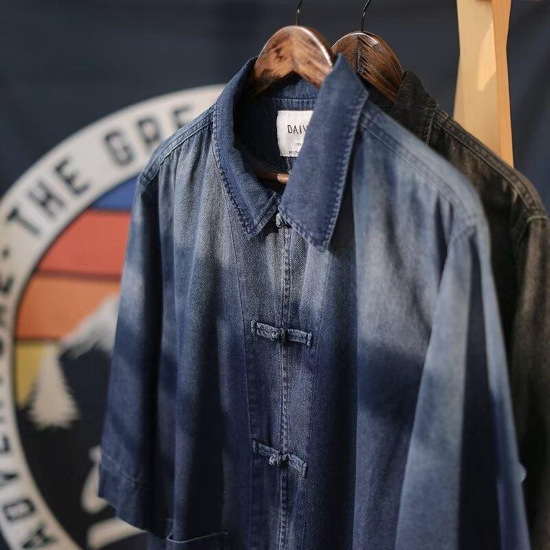 Летняя новая джинсовая куртка в китайском стиле в винтажном стиле для мужчин и женщин, свободный джинсовый топ с ретро-пуговицей