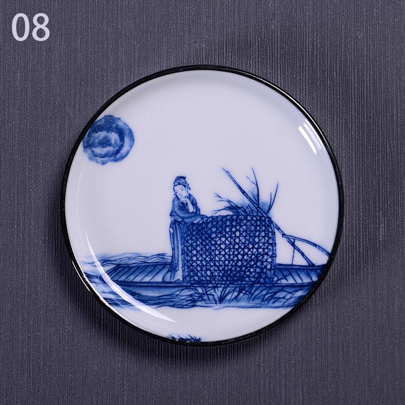 1 шт. Сине-белая керамическая подставка для чайной чашки, фарфоровая подкладка для чайной чашки, подставка в китайском стиле, изоляционная подставка, поднос