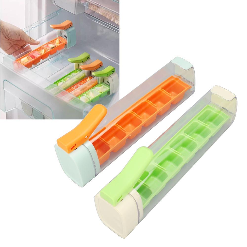 2pcs Detachable Design Press Ice Cube Maker Ice Cube Tray with Lid Fruit Drinking Making