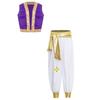 Mythical Cosplay Outfits Arabian Prince Kings Costume Halloween Roleplay Outfit Trim Waistcoat with Belted Pants