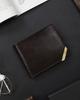 Men's horizontal wallet with gold accent, natural grain leather - Rovicky
