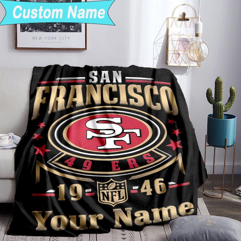 Custom Name Blanket Vintage 49ers Football Blanket Bedding Blanket for Travel, Camping, Living Rooms, Offices, Sofas, Fan Christmas gift