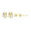 Exquisite Cat's Eye Stone Peace Lock Earrings: Six-Piece Set for Women - New Chinese Retro Style with Fashionable Elegance