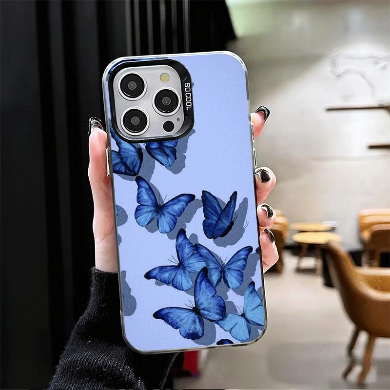 Синяя бабочка Эстетика Ударопрочный чехол для телефона для iPhone 17 Air 16 16E 15 Pro Max 14 Plus 13 Mini 12 Задняя крышка Анти-падение Fund