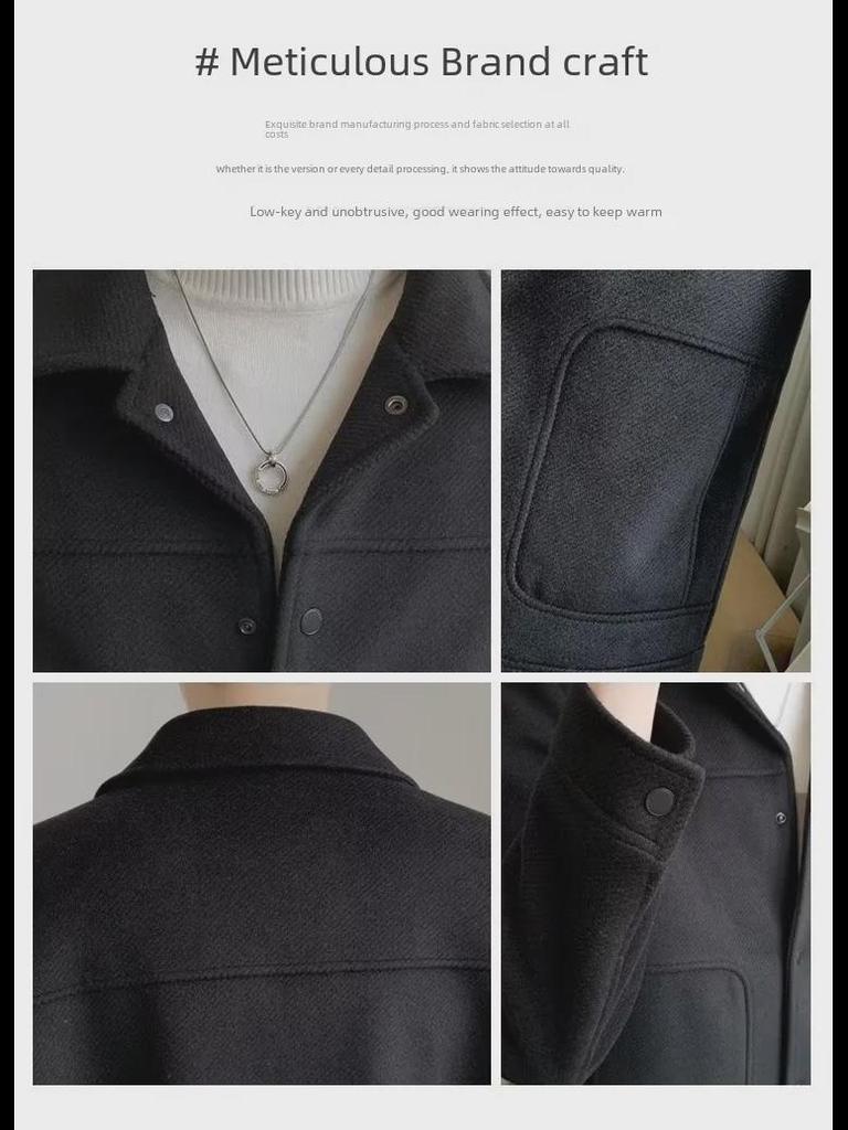 Men's Slim Woolen Lapel Jacket - Trendy Autumn Coat