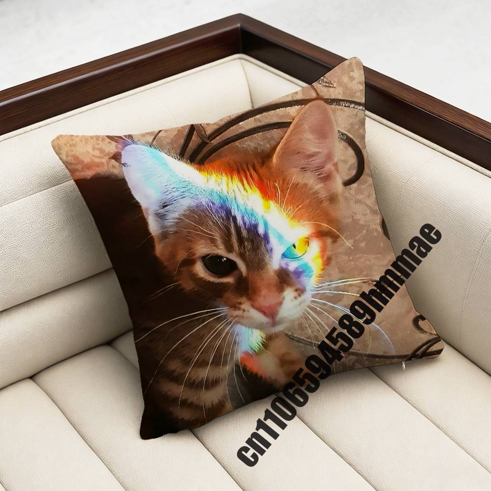 For Funny Cute Cat Meme Throw Pillow Case Sham 45X45Cm 40X40Cm Square Car Pillowcase Pad Cushion Cover