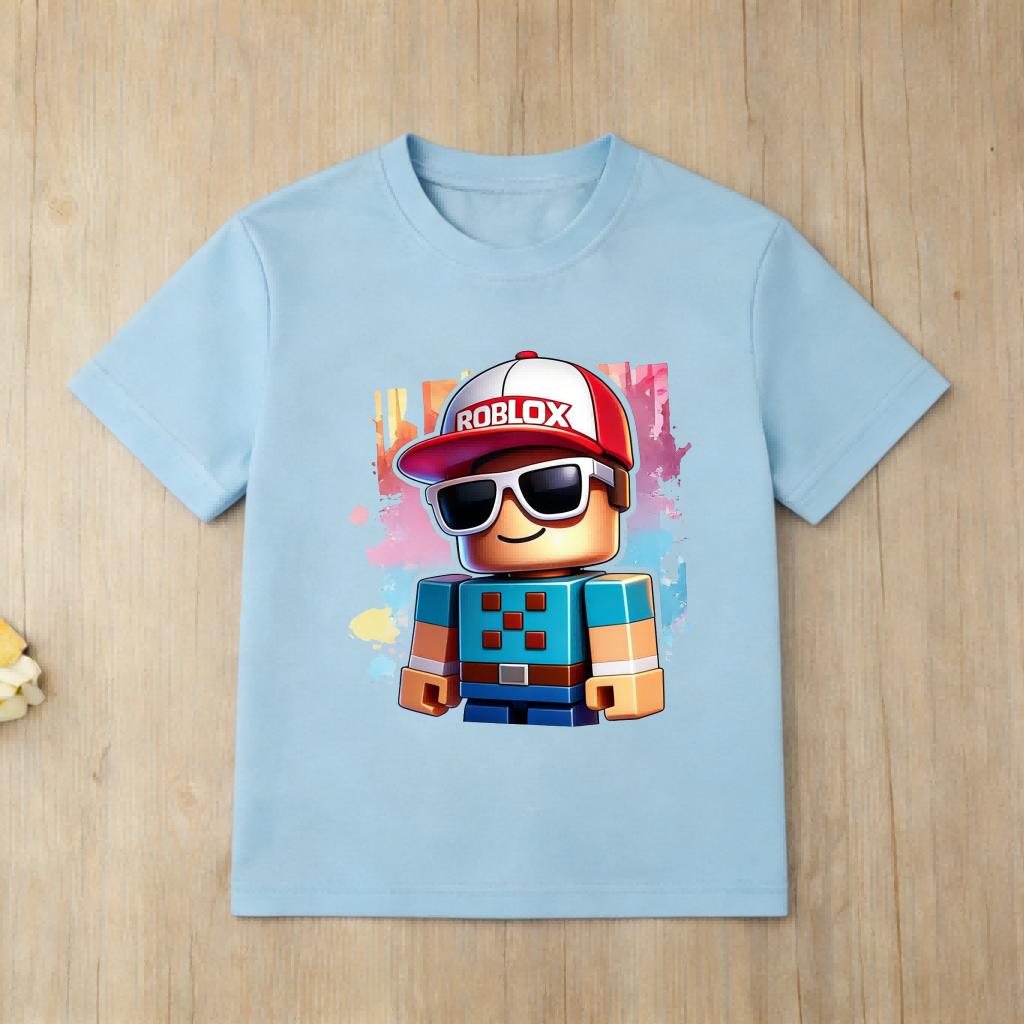 Футболка с принтом персонажа игры Roblox Детектив для детей Мальчиков Девочек Мягкий Хлопок Короткий Рукав Повседневная Футболка Ежедневная Носка Летние Топы