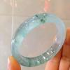 Плавающий браслет из цветочного нефрита с ледяным прозрачным и нежным нефритом, плавающий браслет из голубого цветочного нефрита
