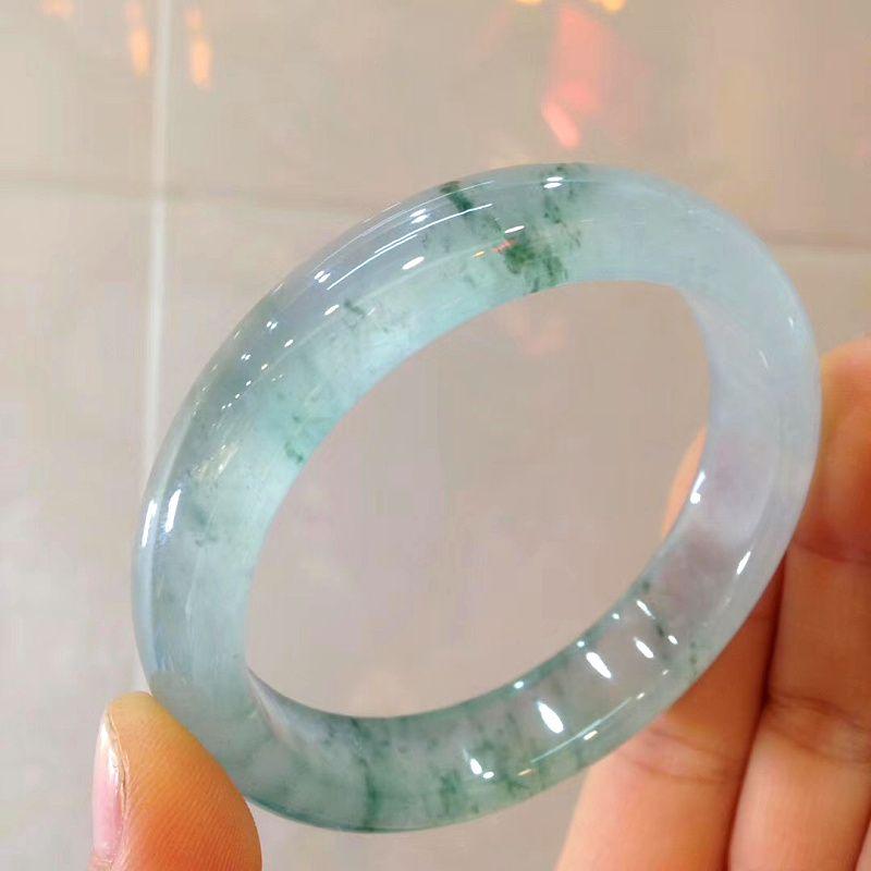 Плавающий браслет из цветочного нефрита с ледяным прозрачным и нежным нефритом, плавающий браслет из голубого цветочного нефрита
