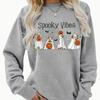 Autumn&Spring Clothing Celebrate Halloween Print Sweater Tops for Women Round Neck Long Sleeve