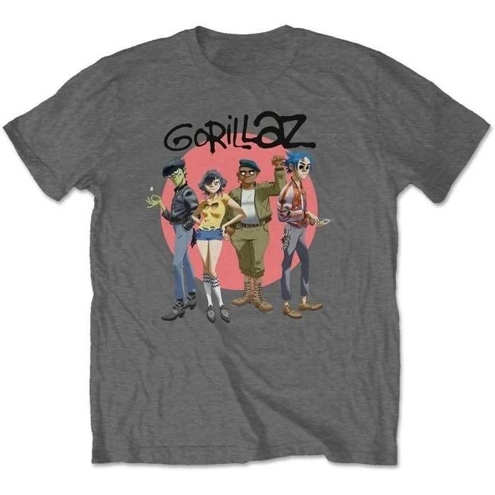 Gorillaz Red Graffiti Logo Print Cotton TShirt Virtual Hip Hop Band Unisex Short Sleeve Tee