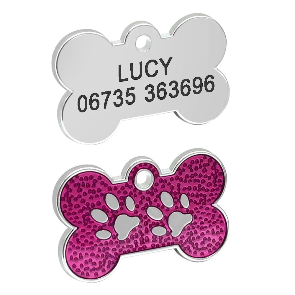Personalized Dog Cat ID Tag Bling Rhinestone Puppy Kitten Name Tags Anti-lost Pet Collar Accessories Free Engraved Pet Products