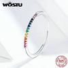 WOSTU Hot Sale Authentic 925 Sterling Silver Colorful Zircon Ring For Women Gift Mean Coloful Life And Show Nice Future CQR583